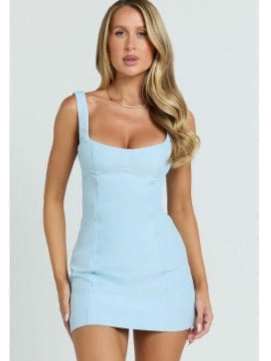 Showpo. Dresses & Skirts - Showpo Light Blue Square-Neck Bodycon Mini Dress